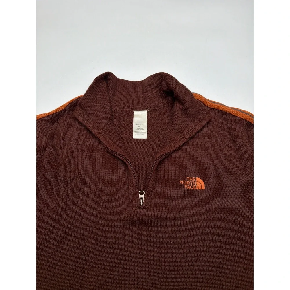 The‎ North Face Mens Large Brown Quarter Zip Sweater Orange Stripe Gorpcore